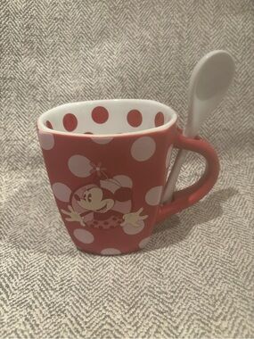 Disney Red and White Polka Dot Minnie Mug with Spoon